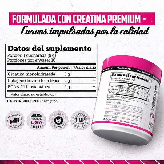 CREATINA PARA MUJER + BCAA + COLÁGENO HIDROLIZADO 243g